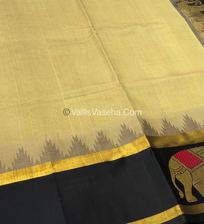 Pure Korvai Silk Cotton Saree - Border Elephant butta Design - VVKSC018