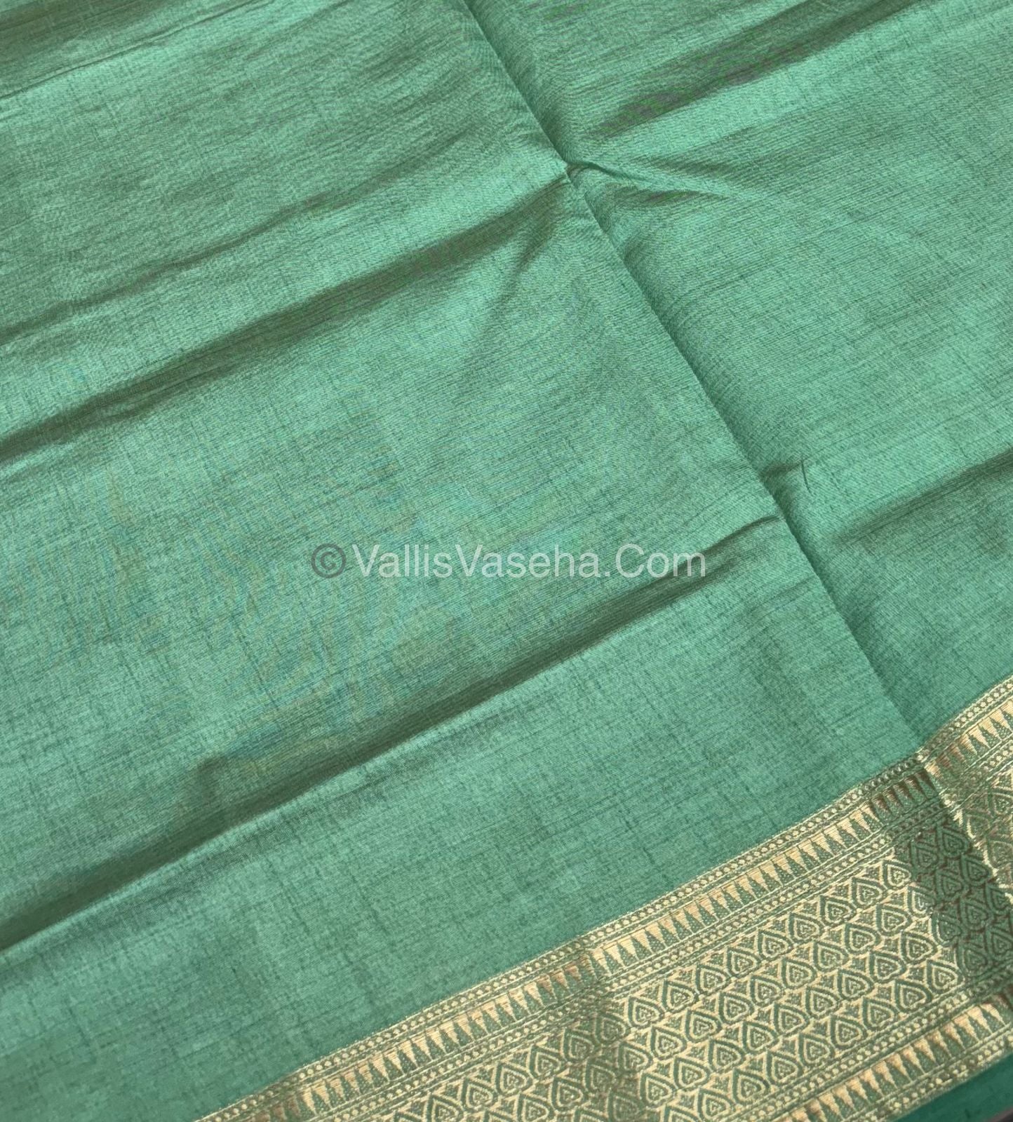 Semi Tussar Silk - Grand Pallu  -Pastel Green Shade - VVSTS020