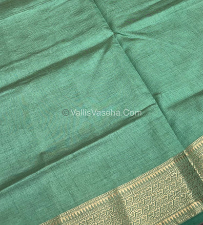 Semi Tussar Silk - Grand Pallu  -Pastel Green Shade - VVSTS020