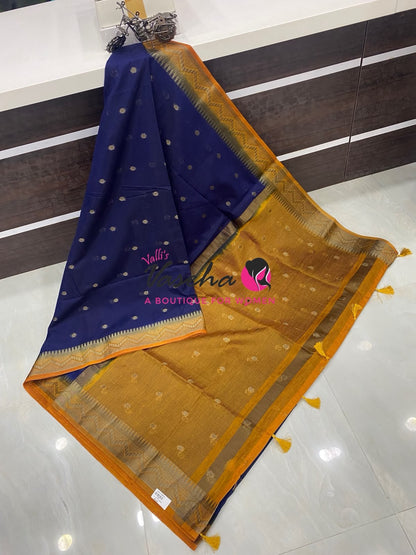 Semi Jute Silk Saree - Green With Yellow Shade- VVSJS002