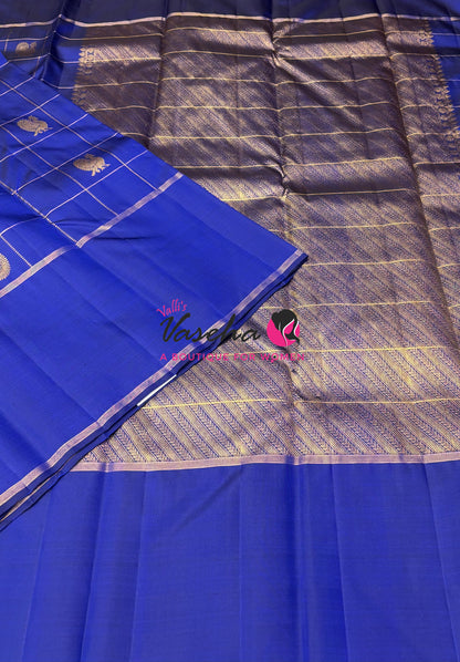 Pure Kanchipuram Silk Saree - Blue Shade  - VVPS027