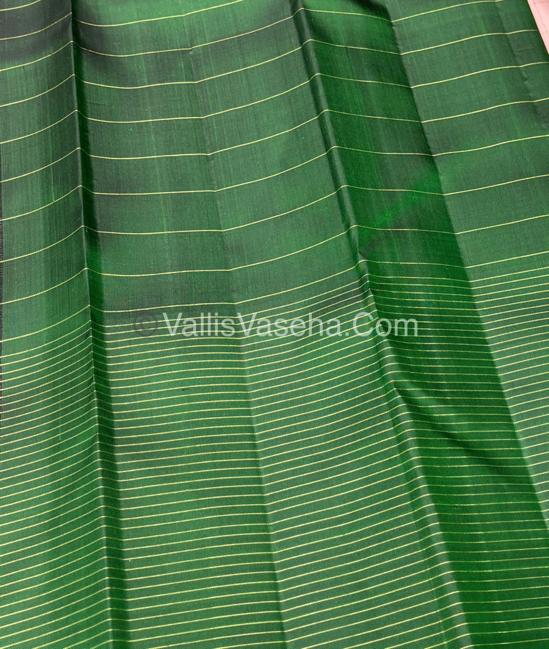 Pure Korvai Kanchipuram Silk Saree - Light Pink & Green Combo - VVPS035