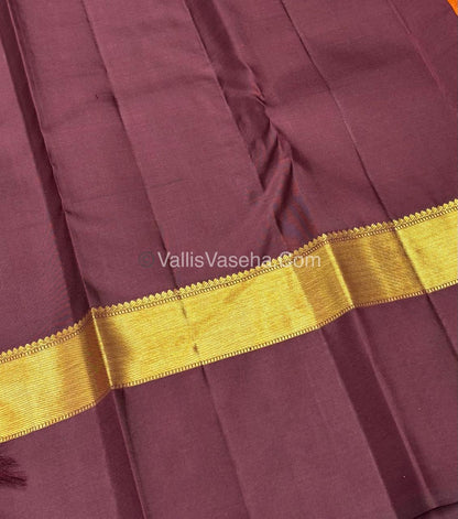 Pure Vintage Korvai Kanchipuram Silk Saree - Rust Orange & Wine Brown Combo - VVPS006