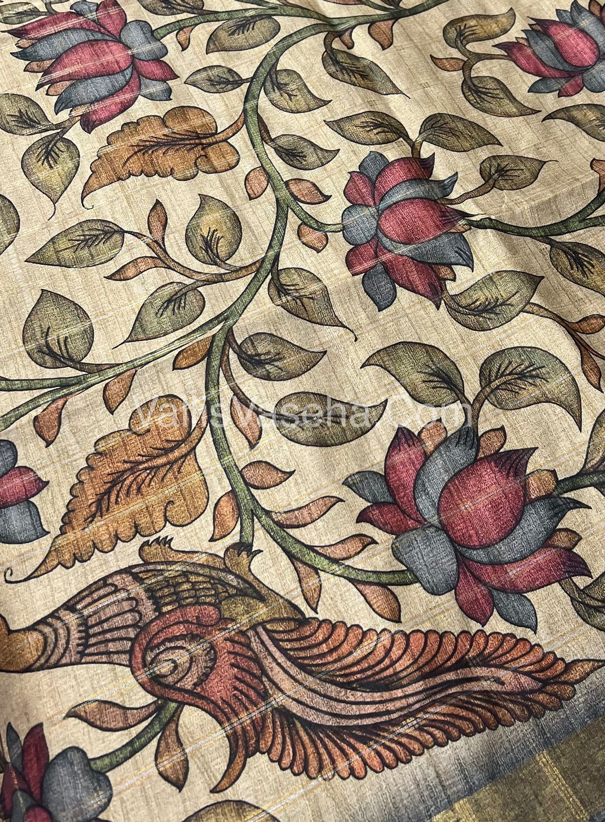 Semi Gicha Tussar Silk Saree - checks pattern - VVSGT001