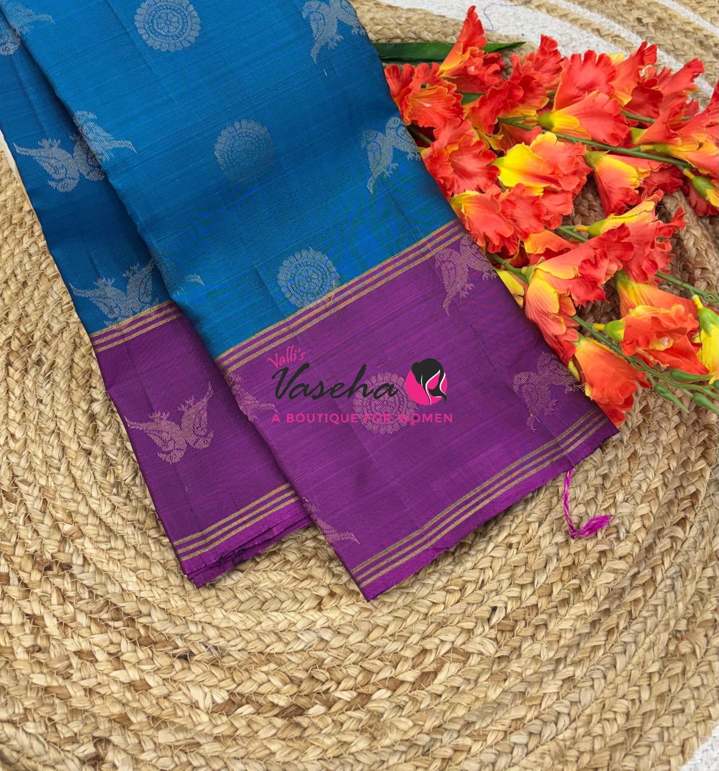 Half Mix - Pure Soft Silk Saree - Long Retta Petta Border with Butta - VVPSS105