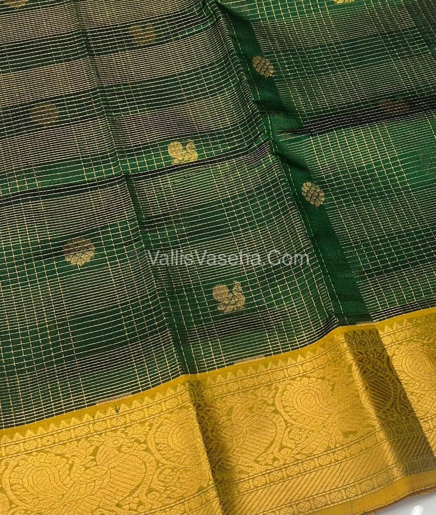 Pure Silk Cotton Saree - Vairavoosi checks - Mayil & Chakkaram - VVMCV002