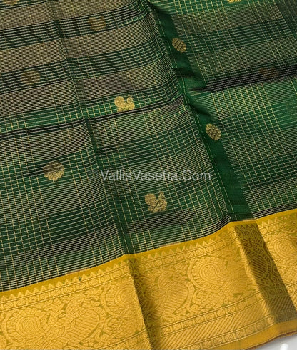 Pure Silk Cotton Saree - Vairavoosi checks - Mayil & Chakkaram - VVMCV002