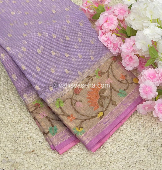 Kota Saree - Paithani Border - Light Lavender with Pink - VVKPS001