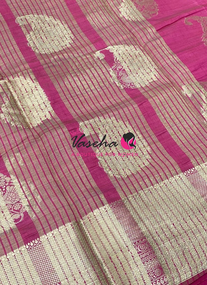Semi Tussar Silk Saree | Pink Shade |VVSTS055