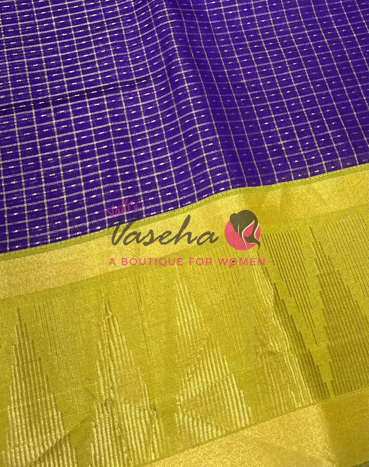 Semi Raw Silk - Lakshadeepam Design - Violet With Lemon Green Shade - VVRS008