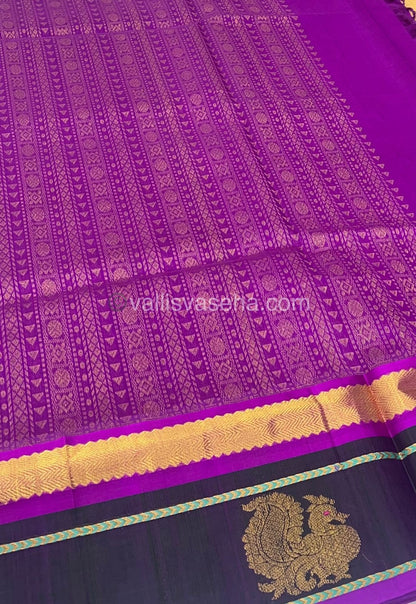 Pure Korvai Silk Cotton With Peacock Butta Border - VVKSC017