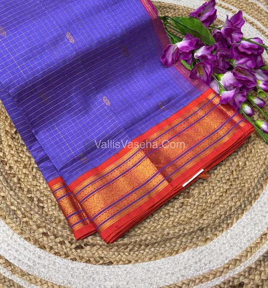 Pure Korvai Silk Cotton - Lavender with Peach  - VVKSC029