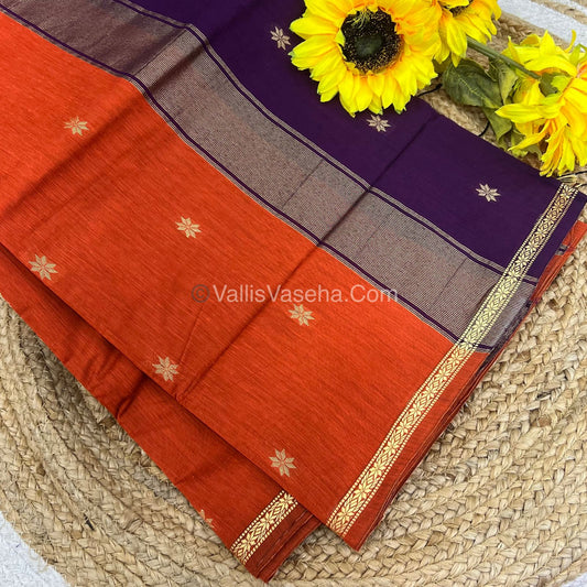 Semi Maheshwari Silk Cotton Saree - VVMSC002