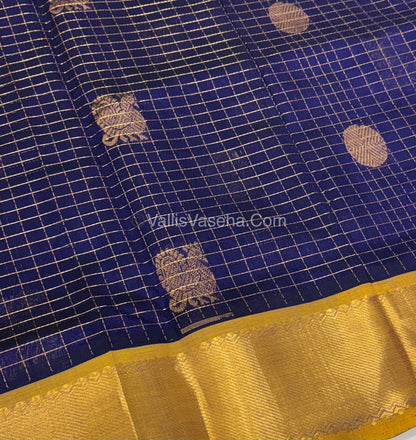 Pure Silk Cotton Saree - Mayil & Chakkaram Design - Blue With Pink Shade - VVMC002