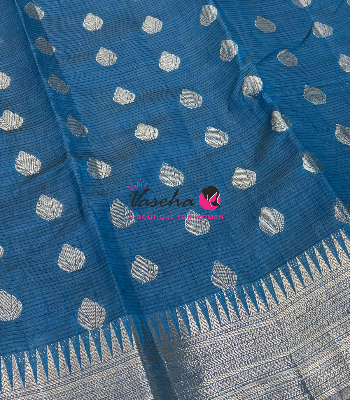 Semi Tussar Silk Saree | Blue Shade |VVSTS053
