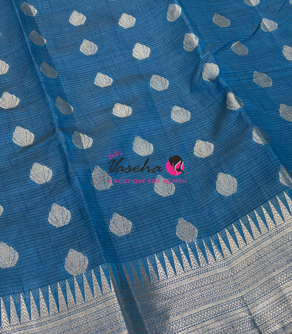Semi Tussar Silk Saree | Blue Shade |VVSTS053