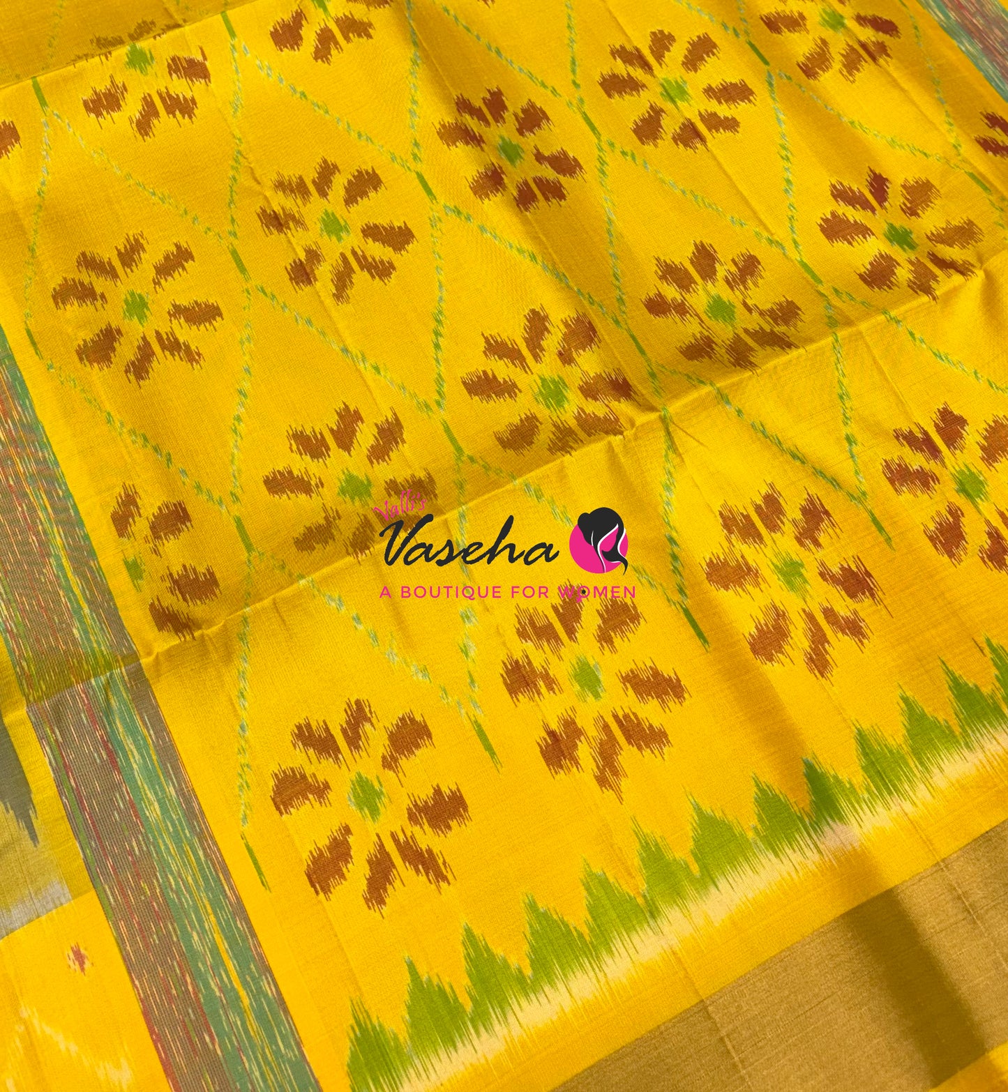 Pure Soft Silk Saree  - Pochampally Weaving - Grey & Yellow Combo - VVPSS110