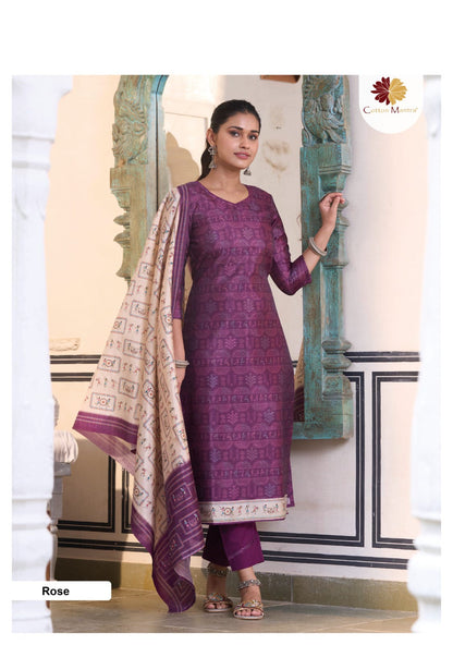 Salwar Material - Chanderi Mixed Cotton - VVUSM015