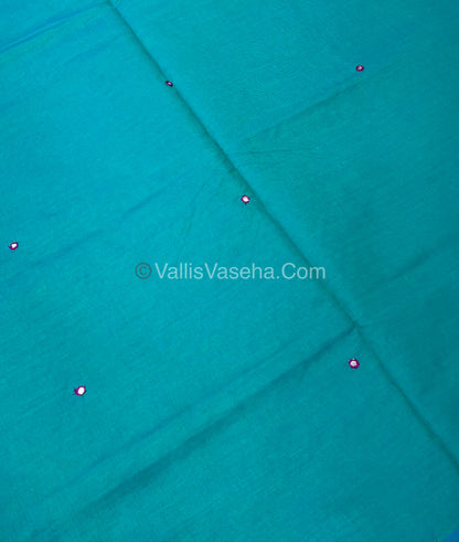South Mixed Cotton - Mirror Work Embroidery - Double Tone Blue with  Purple - VVPCM002