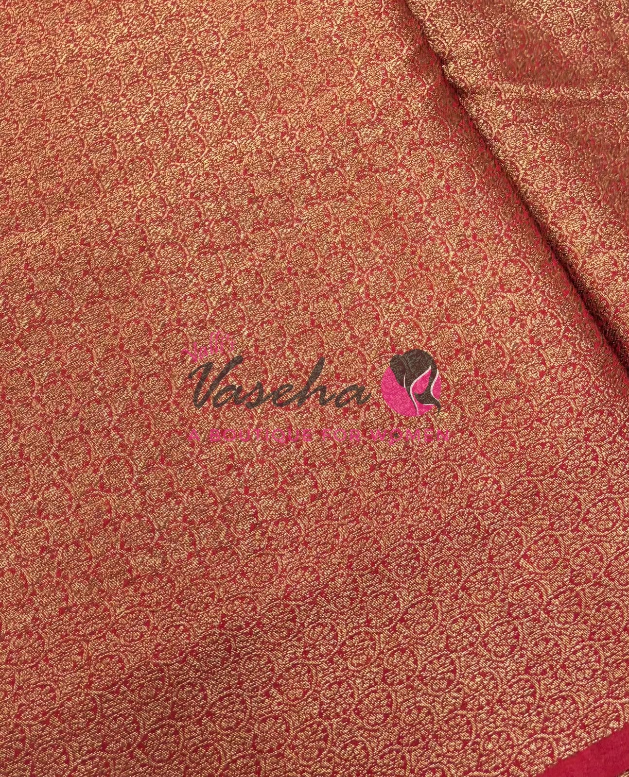 Bamboo Silk Saree- Dark Blue with Pink Shade - VVBSS014