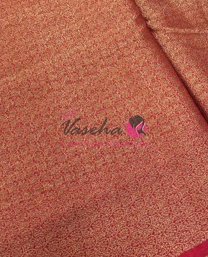 Bamboo Silk Saree- Dark Blue with Pink Shade - VVBSS014