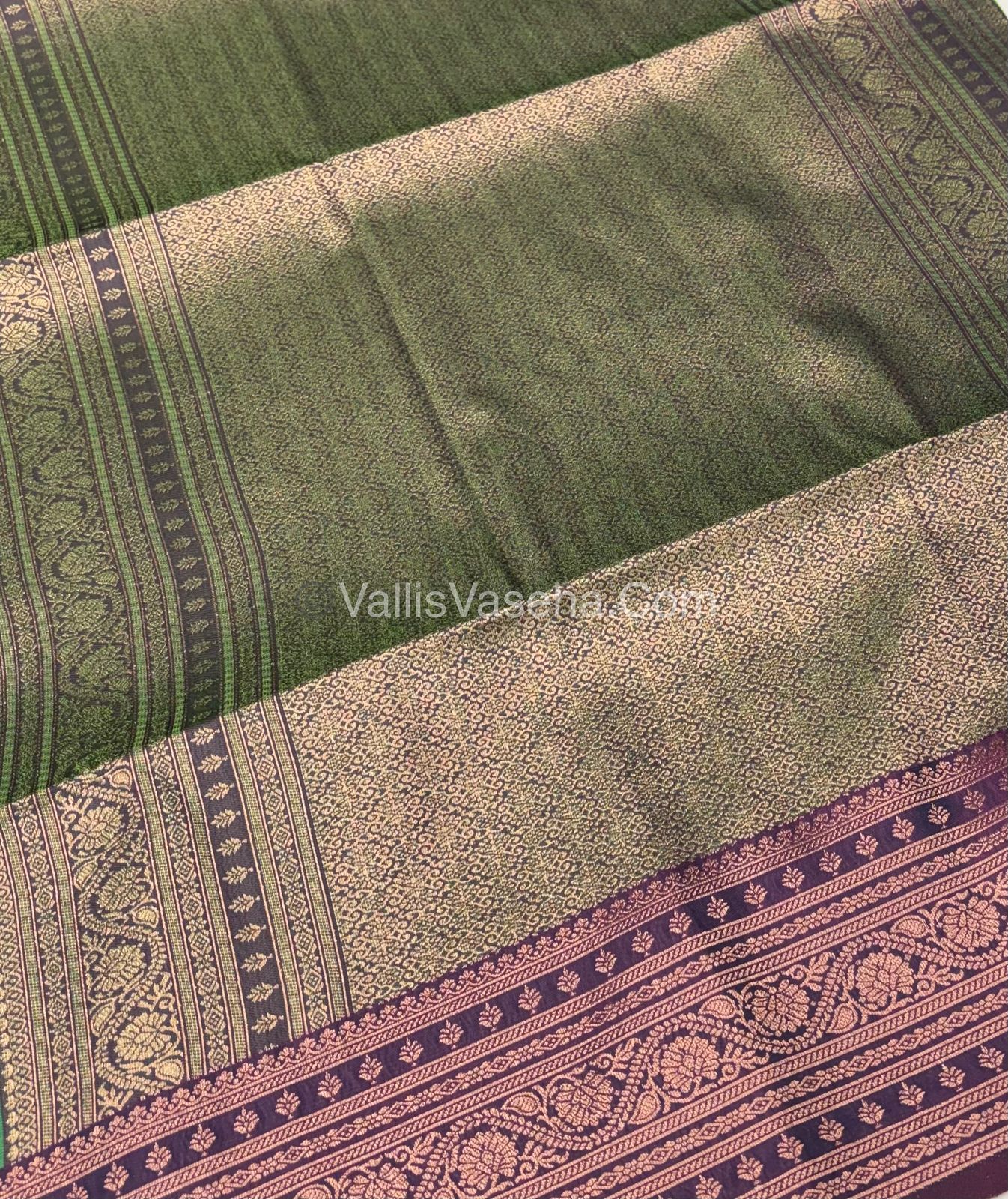 Semi Soft Silk - Green With  Violet Shade -VVSSS031 - 2