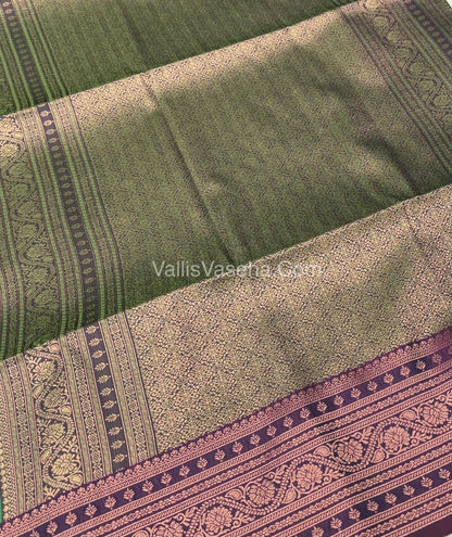 Semi Soft Silk - Green With  Violet Shade -VVSSS031 - 2