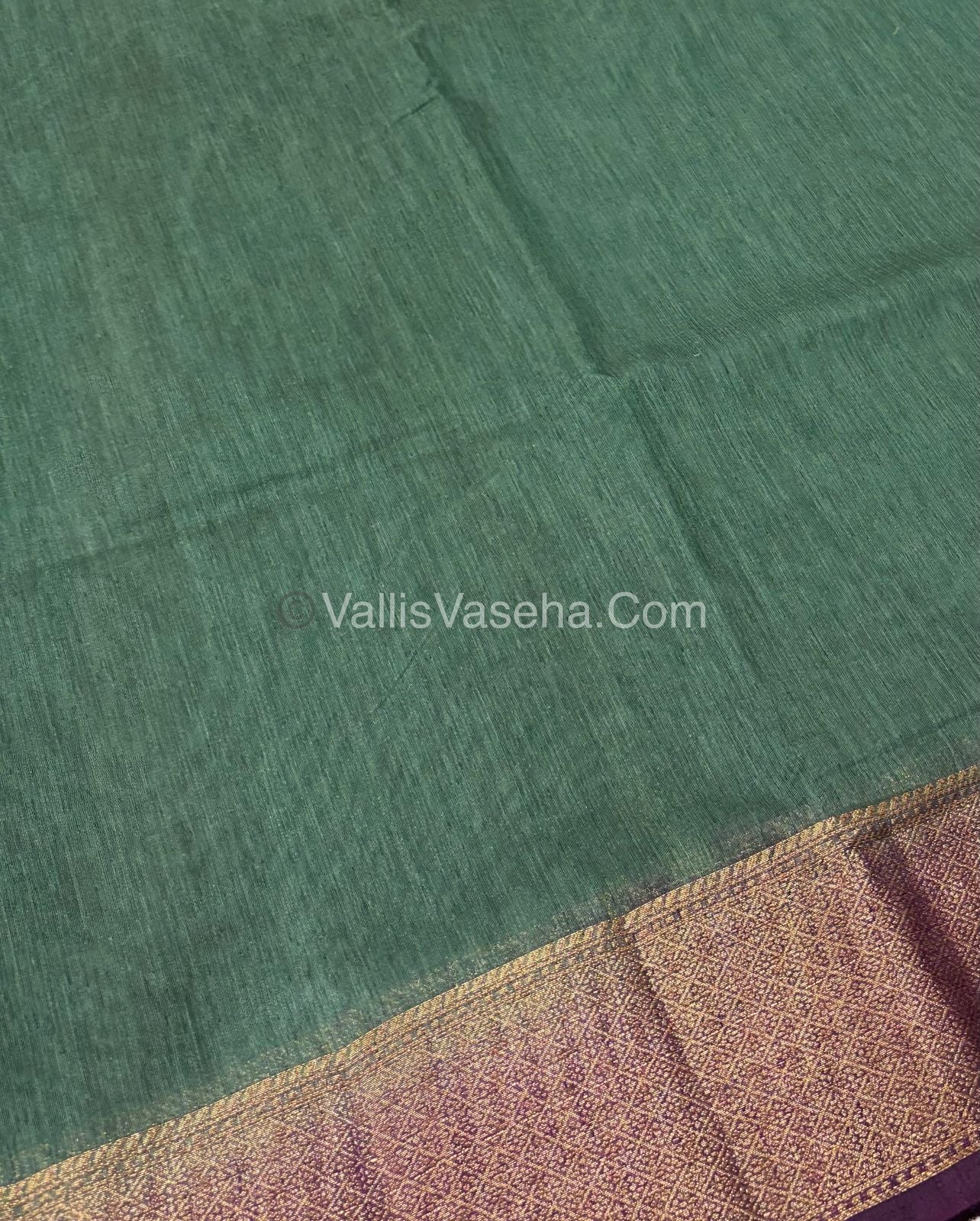 Bamboo Silk Saree -  Grey With Purple Shade - VVBSS002