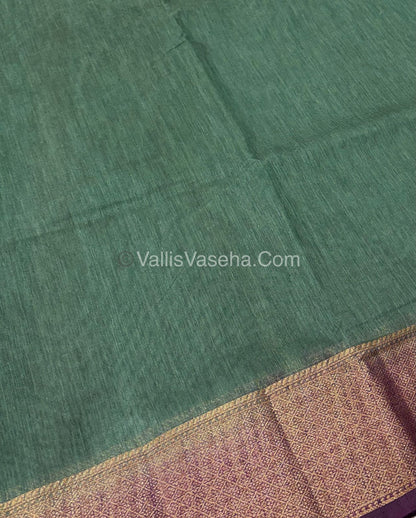 Bamboo Silk Saree -  Grey With Purple Shade - VVBSS002