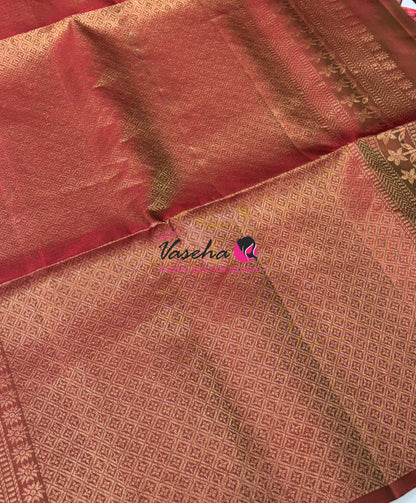 Pure Soft Silk Saree - Cream  With Red - VVPSS072