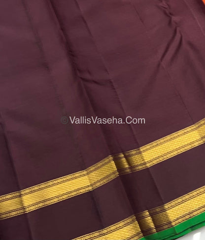Pure Kanchipuram Silk Saree - Rust Orange & Brown Combo - VVPS014