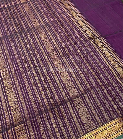 Pure Silk Cotton Saree - Retta Mayil Design - Dark Purple Shade - VVRMS001