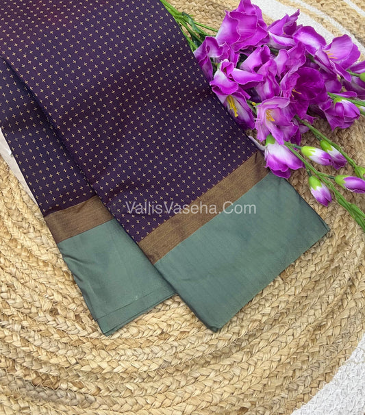 Semi Silk Saree - Plus Design Style - Contrast Pallu & Blouse or Running Pallu & Blouse - VVSS004