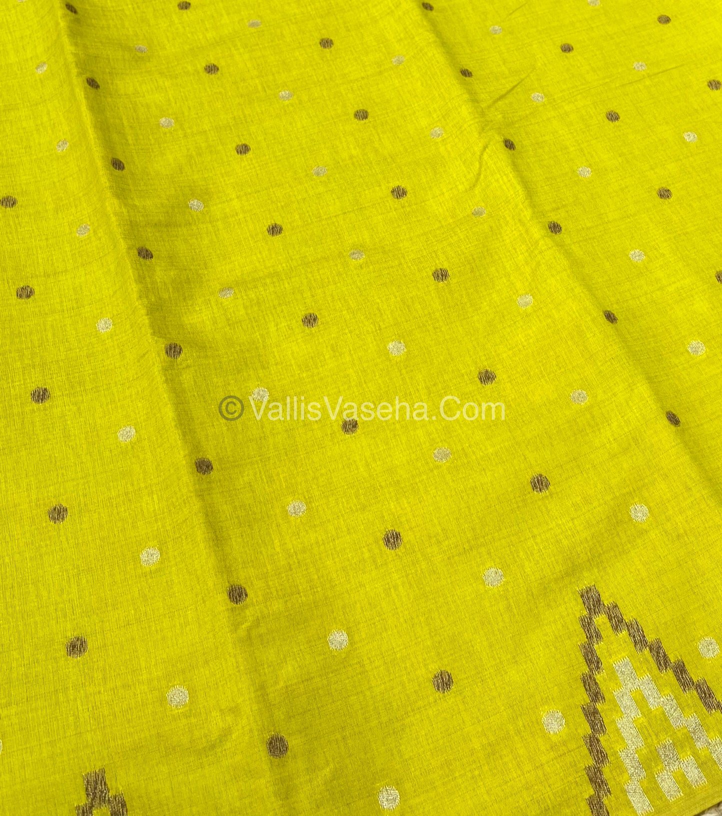 Cherry Tussar - Semi Tussar Silk - Lemon Yellow - VVSTS009z
