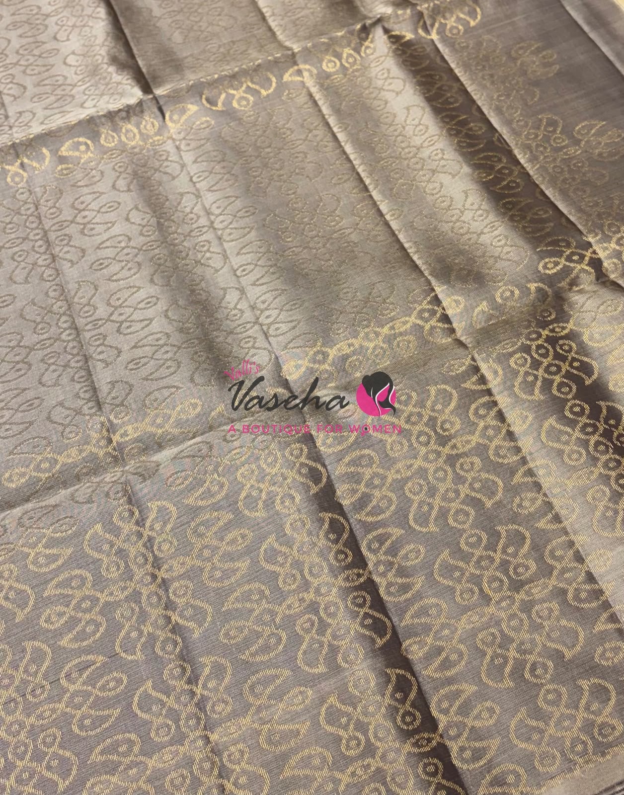 Half Mixed Soft Silk Saree - Kolam Design - Brown & Grey Shade - VVPSS077