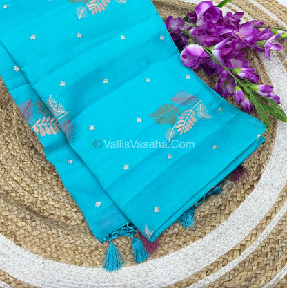 Butter Silk  - Leaf Butta - Blue & Pink Combo - VVBS001