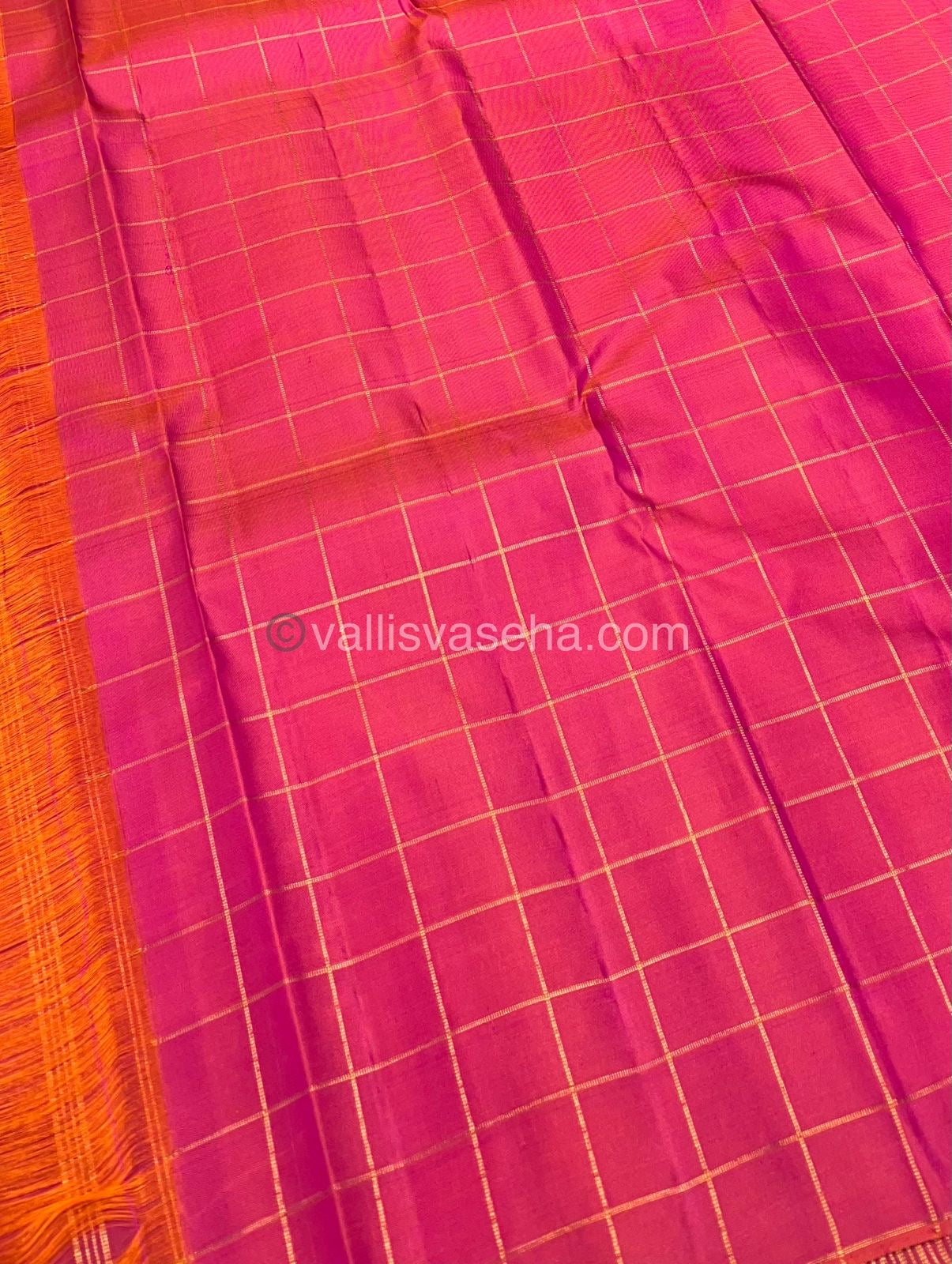 Pure Kanchipuram Silk Saree - Pazhum Pazhamum Checks - VVPS006