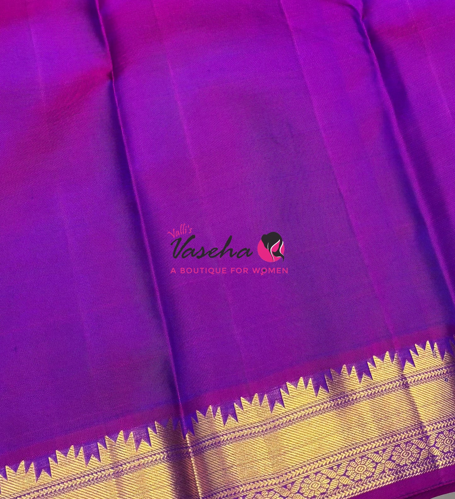 Pure Kanchipuram Silk Saree - Dual Tone Green & Purplish Pink Combo - VVPS013