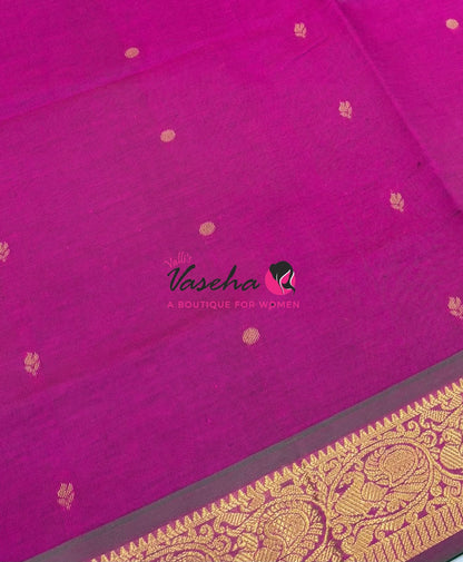 Semi Silk Cotton Saree - Small Round with Zari Butta  -  VVSSC014