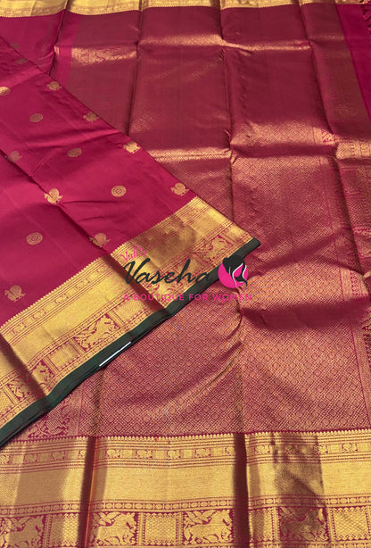Pure Kanchipuram Silk Saree - Maroon Shade  - VVPS067