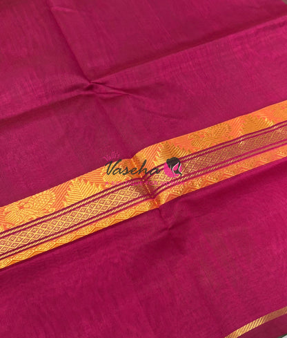Pure Silk Cotton Saree - Mandhulir Green & Pinkish Red Shade - VVPSC013