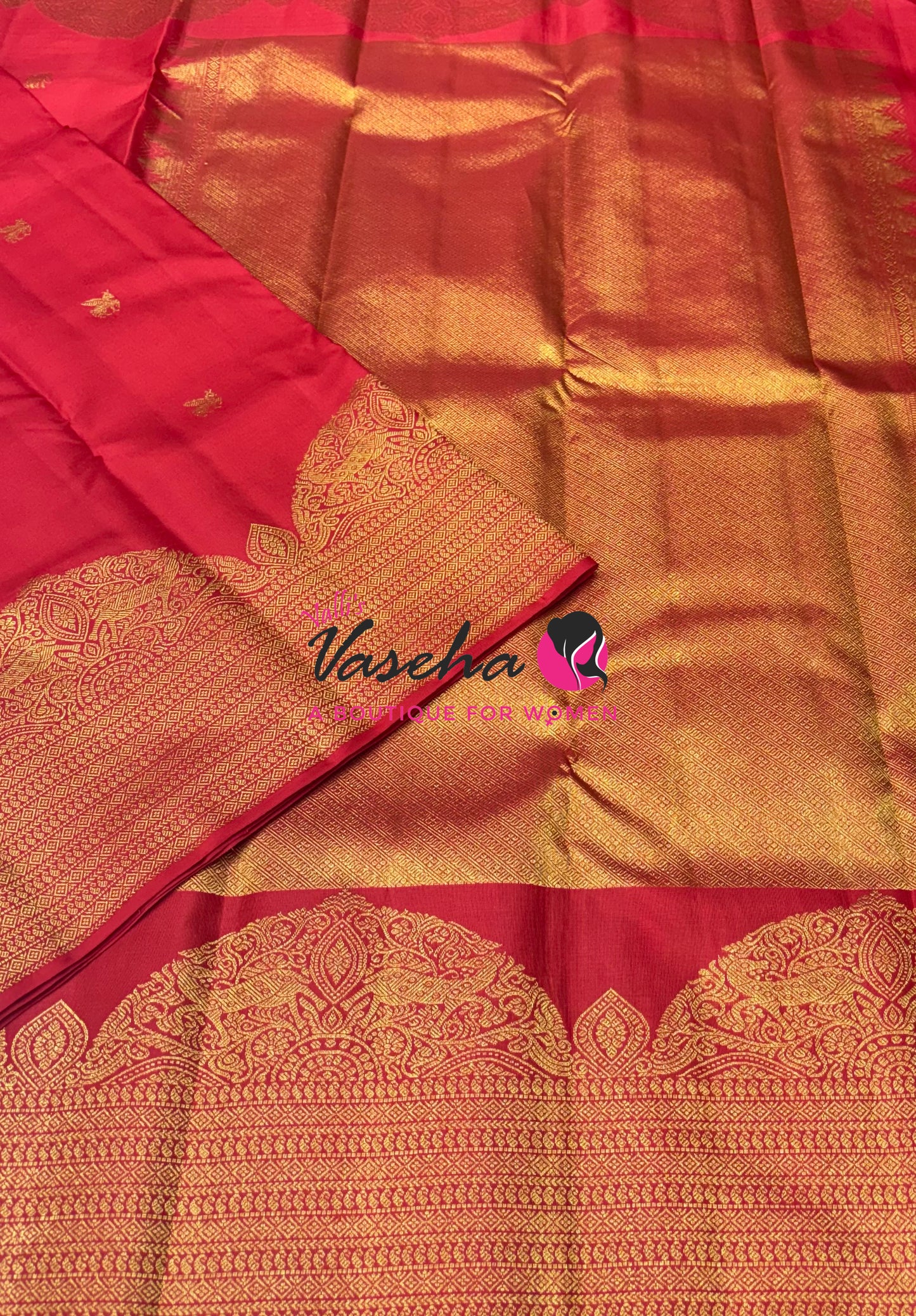 Pure Kanchipuram Silk Saree - Red Shade - VVPS084