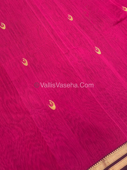 Pure Maheshwari Silk Cotton Saree - Pink Color - VVMSC007