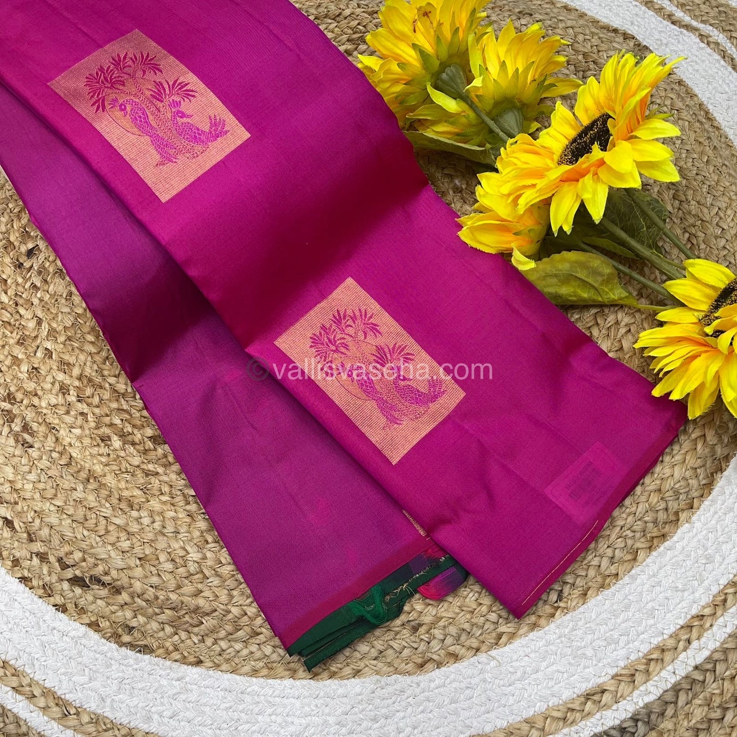 Pure Soft Silk Saree - Light Weight - Pink with Green shade - VVPSS025