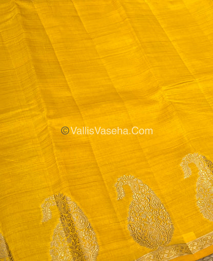 Semi Tussar Silk - Small Mango - Mango Yellow Shade - VVSTS002
