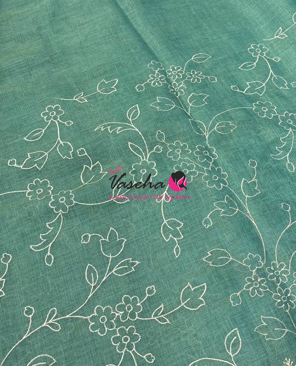 Linen Tissue Saree -  Blue Shade - VVLTS009