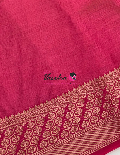 Semi Tussar Silk - Grand Pallu  - Pinkish Red Shade - VVSTS071