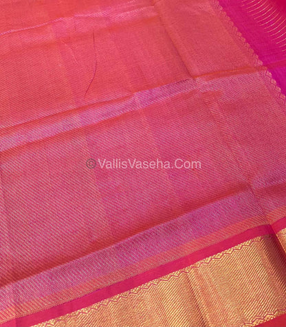 Pure Silk Cotton Saree - Mayil & Chakkaram Design - Green With Pink Shade - VVMC001