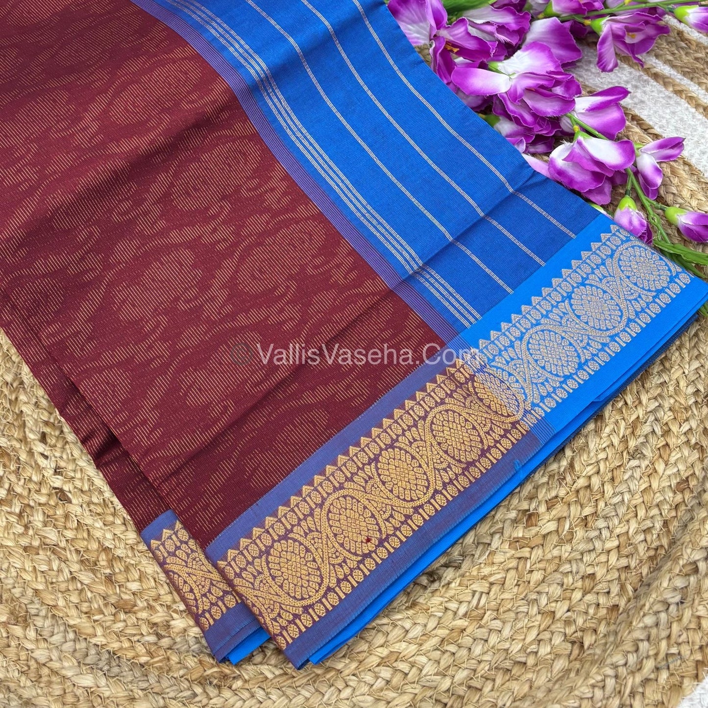 Semi Silk Cotton Saree - Blue With Blue Shade - VVSSC007