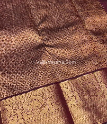 Pure Vintage Korvai Kanchipuram Silk Saree - Green & Maroon Combo - VVPS044